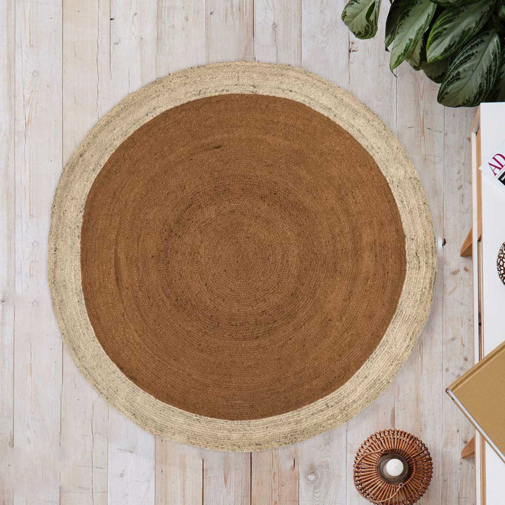 Beige and brown round floor carpet | High quality round covering carpet