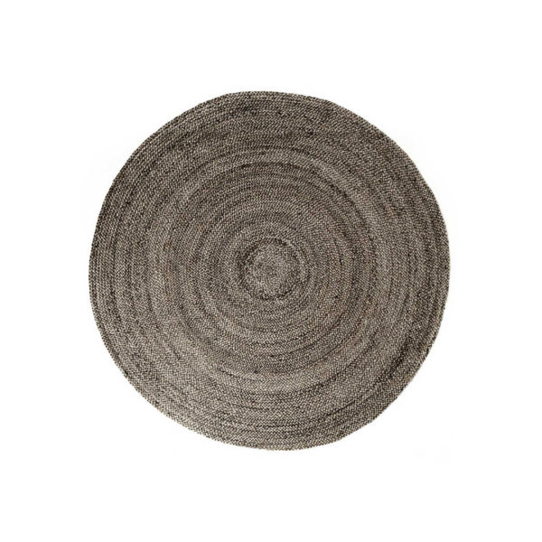 Dark grey natural fiber carpet | braided round floor mat | round ...
