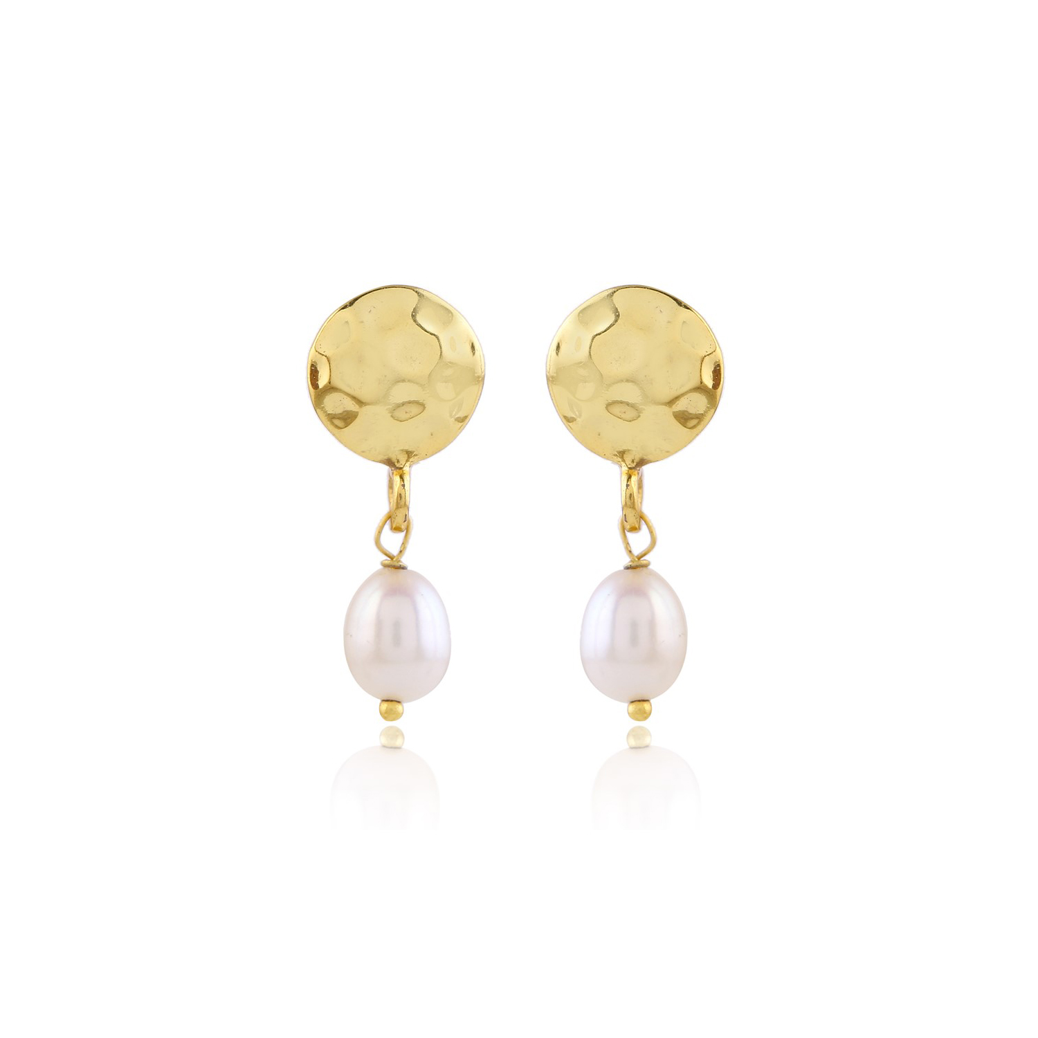 Pearl earrings in 14k white gold  KLENOTA