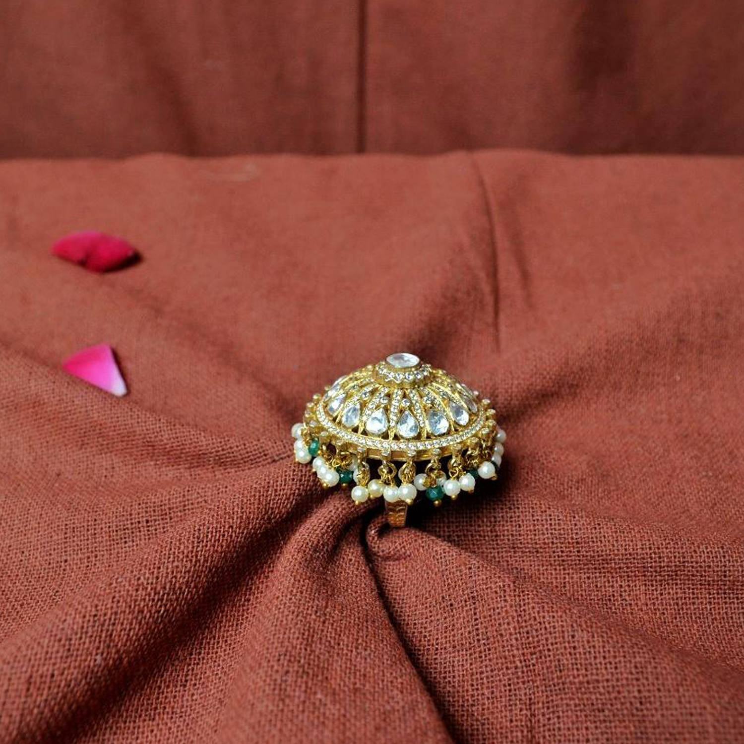 Gold Cocktail Ring | Pearl Studded | For Women