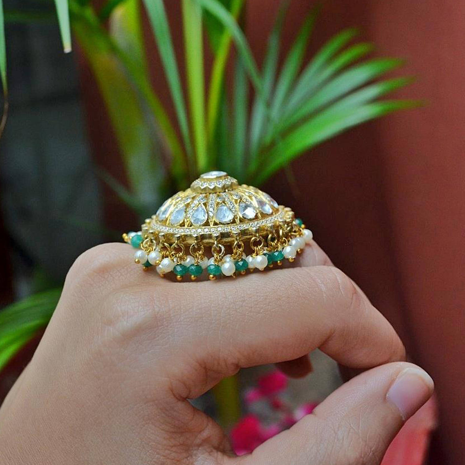 Buy Ayini Kundan Ring | 92.5 Gold Plated Kundan Rings Online – The Amethyst  Store