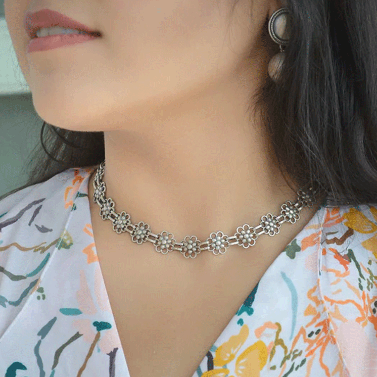 Buy Teejh Zaira Black Silver Oxidised Choker Necklace For Women Online