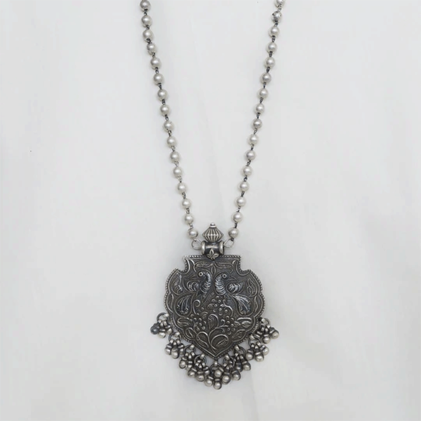 Mayur silver neckpiece | Peacock Design Silver necklace