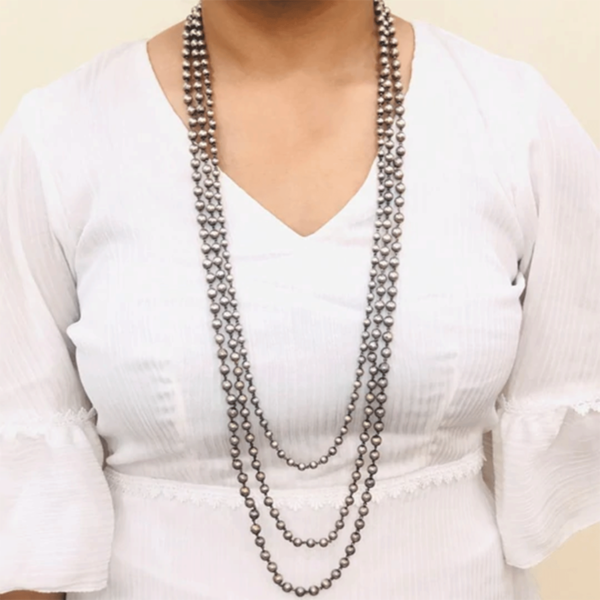 Three layer chain silver necklace | Chain silver long necklace