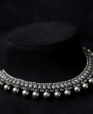 Beauteous Designer Silver Choker | Lattu Design Silver Necklace