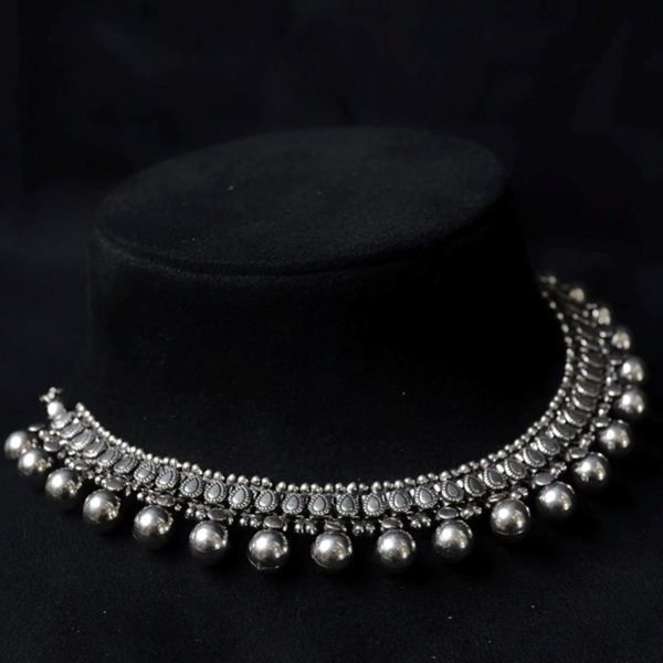 Beauteous Designer Silver Choker | Lattu Design Silver Necklace