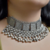 Beguiling silver choker necklace | Stylish chain work silver choker