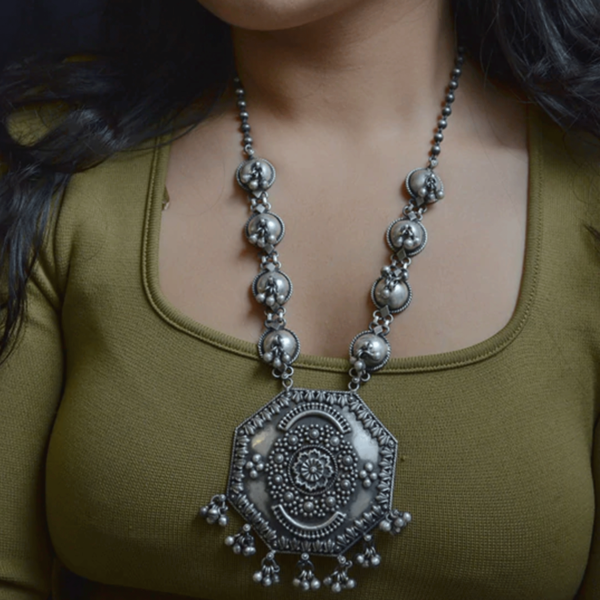 SIlver long necklace | Exclusive designer silver necklace