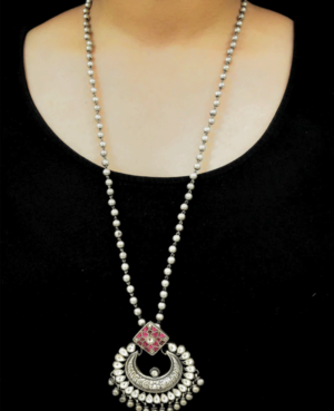 Kundan artistic silver necklace for women