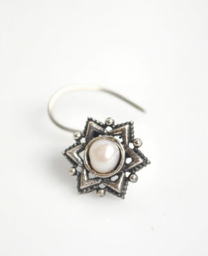 Star motif Silver nose pin | blossom silver nosepin