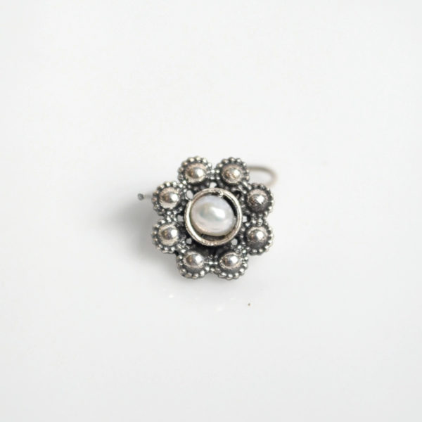 Tribal style silver nose pin | Rosy nosepin