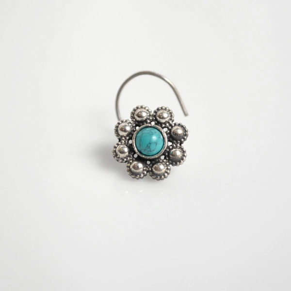 Tribal style silver nose pin | Rosy nosepin