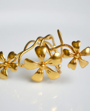Three flower gold polish SIlver ring |Trendy silver ring