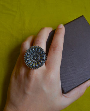 Bloom silver ring | Oxidised silver ring