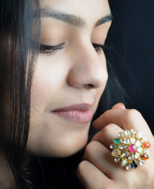 Jadau kundan ring | colorful stones ring