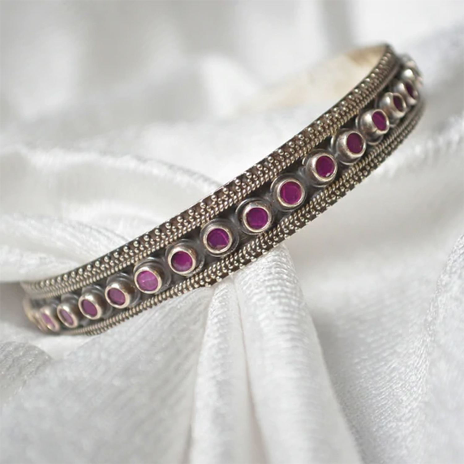925 sterling silver handmade amazing cubic zircon pink adjustable cuff  bangle bracelet kada customized girl's jewelry cuff82 | TRIBAL ORNAMENTS