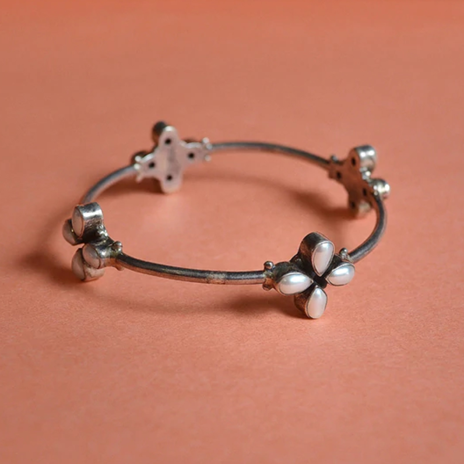 Silver Bracelet ( pink) – Laxmi Pearls