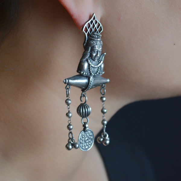 Lord Shiva Silver Earring