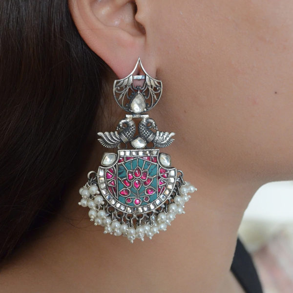 Cheerful jadau Kundan silver Earring
