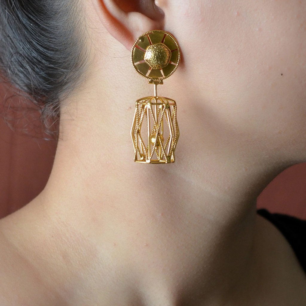 Warrior Gold Polish silver earring