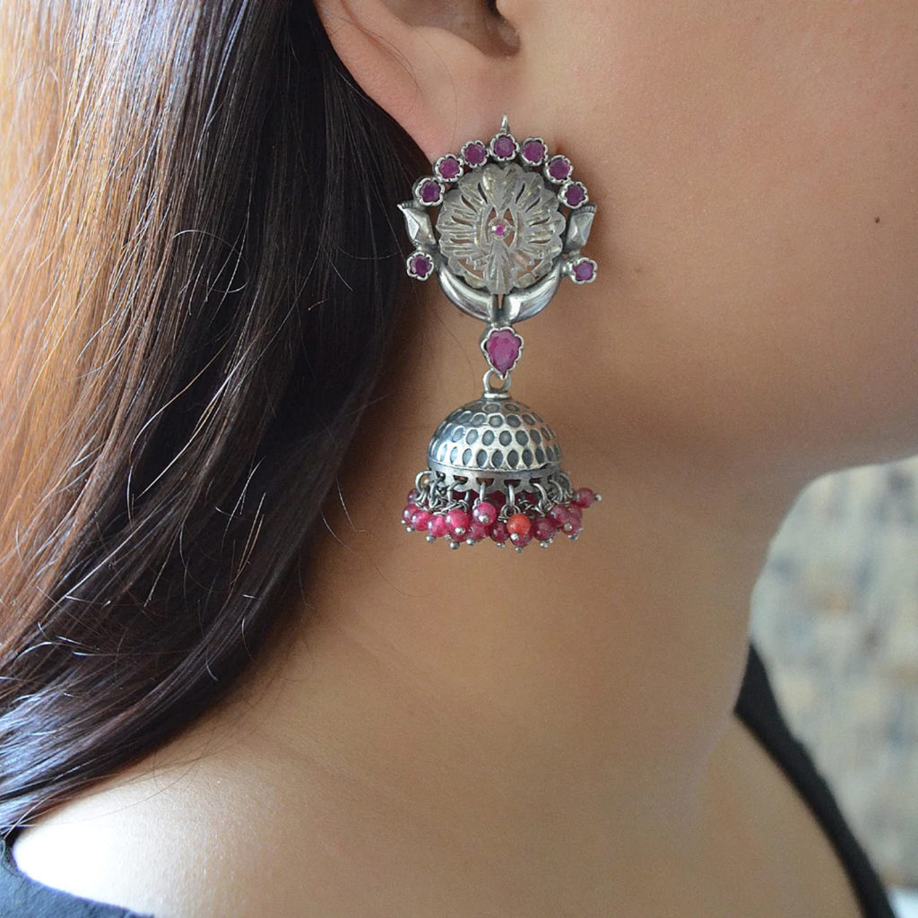 Colorful silver jhumki | Fancy jhumki