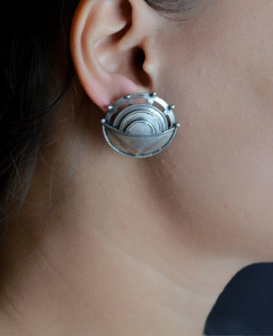 Shatkon ear stud | Silver carving Earring