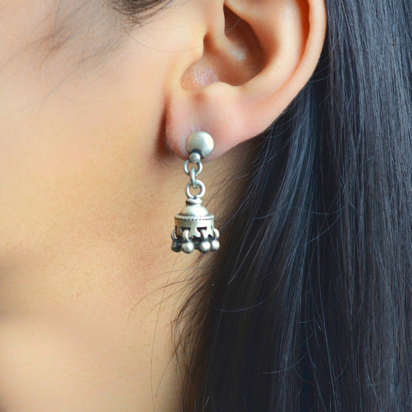 Pure Silver Jhumki | Trendy Tiny Silver Earrings