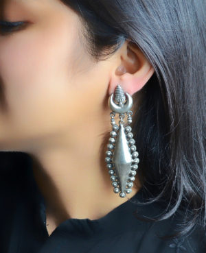 Diamond Shape Silver Earrings | Unique Stylish Pure Silver Earrings