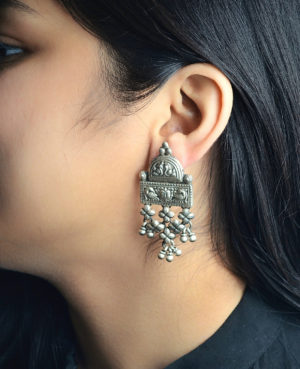 Charming Silver Earrings | Combination of Motif Silver Dangler