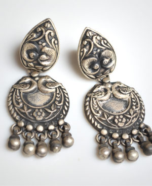Rustic Boho style Full silver earrings