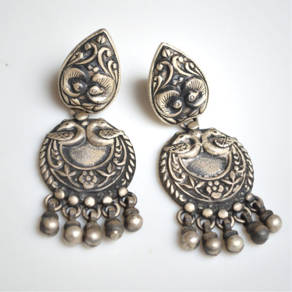 Rustic Boho style Full silver earrings