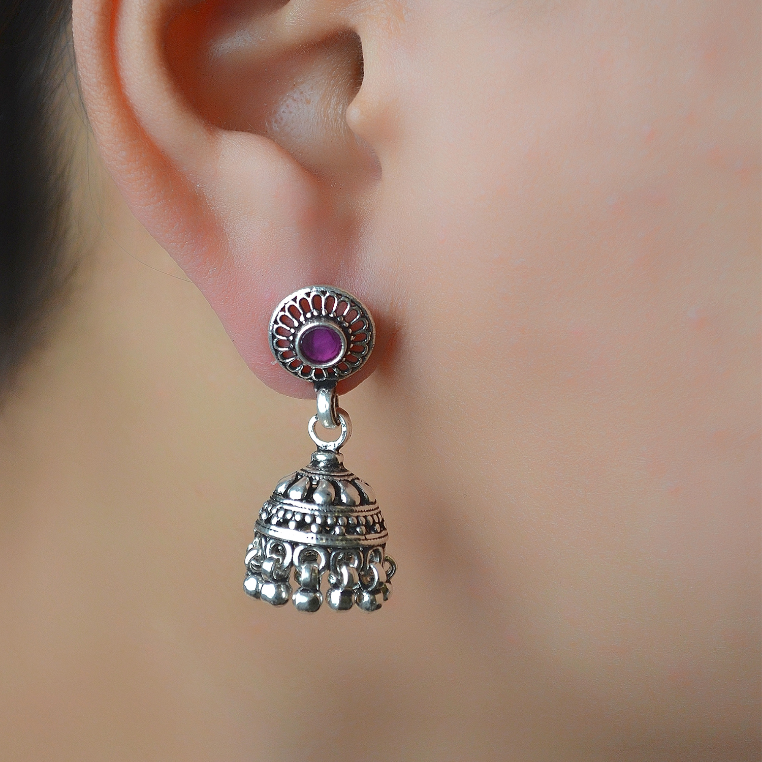 Silver Jhumkas Earrings - Ethnic Style for Women & Girls
