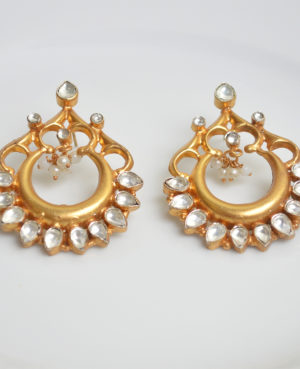 Simmering gold plated silver earrings | Stud Earring with valuable stones