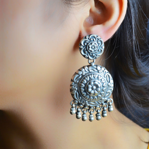 Silver Round Designer Earring | Lovely Silver Earring