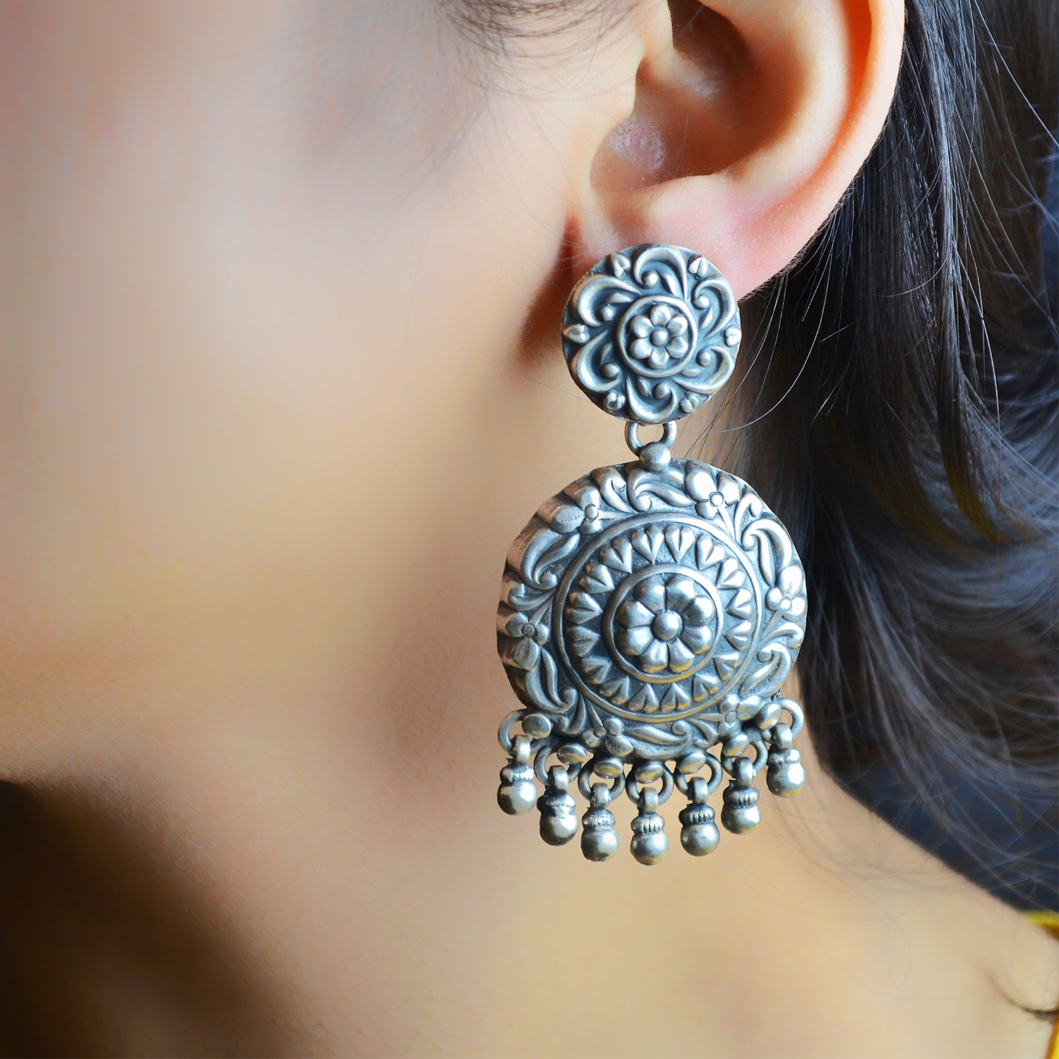14KY Gold Dangle Halo Earrings with Round Diamonds 1.05 CTW | Franzetti  Jewelers | Austin, TX