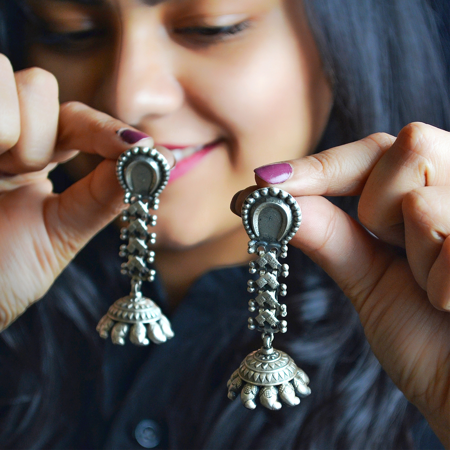 Flipkart.com - Buy Gracious Traditional Chain Loreal Silk Thread Pink Jhumka  earrings for women Silk Dori Jhumki Earring For Girls Beads Fabric Stud  Earring, Jhumki Earring, Earring Set, Plug Earring Online at