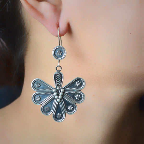 Reverse Black Tree Shaped Silver earrings | Classic Silver Earring