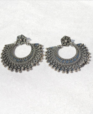 Dazzling moon silver earring with beautiful design