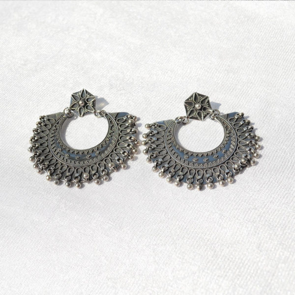 Dazzling moon silver earring with beautiful design