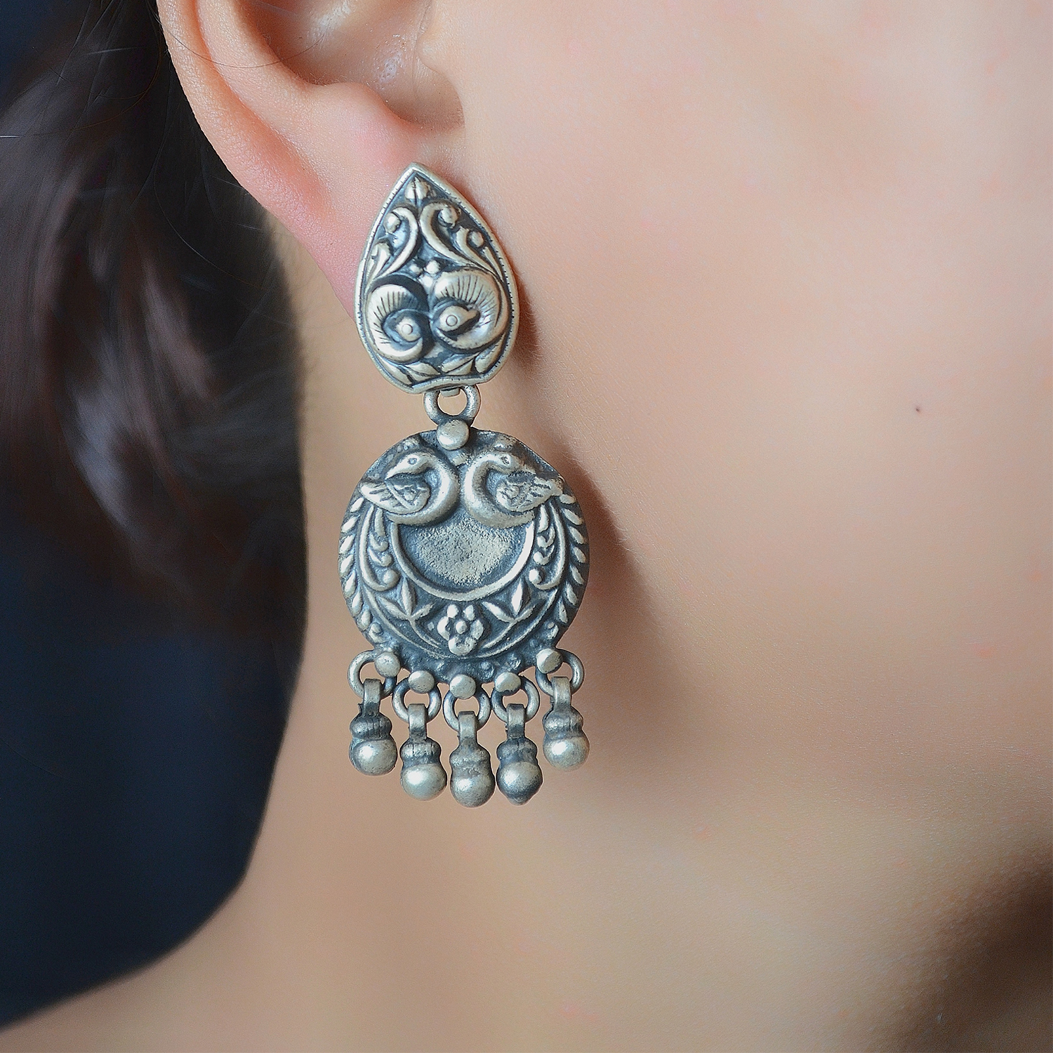 Oxidized Silver and Reconstituted Turquoise Earrings - Agra Aesthetic |  NOVICA