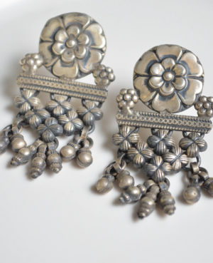 Flower Design Silver Earring | Elegant Silver Dangler