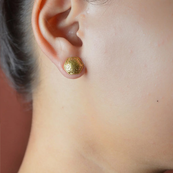 Warrior Gold Polish silver earring