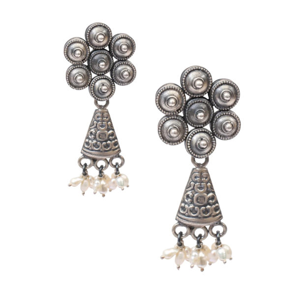 Small Jhumki | Silver Earrings with beads