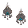 Green pearl kundan silver earrings