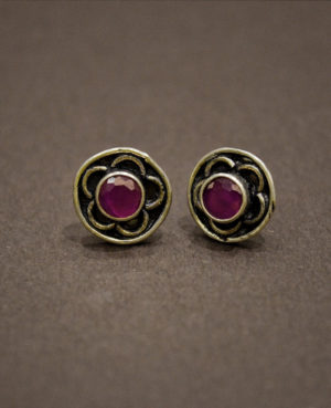 Ear stud | Pink stone stud earring