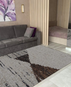 Woollen Floor Rug | Carpet with Brown, Beige Colour