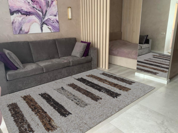 Hand Designed Cotton Rug | Carpet with Brown, Beige Colour