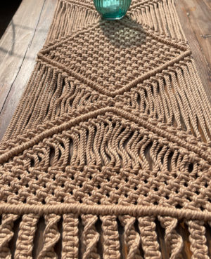Handcrafted Knotted Natural Macrame Cotton Table Runner