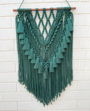 EMERALD GREEN WITH TASSELS WALL HANGING