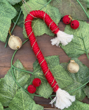 Macrame Candy Cane | Cotton Christmas Decor